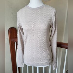 Ivory Cable Sweater Tee Textured Long Sleeve Top Epoque Evolution Size Med-Large